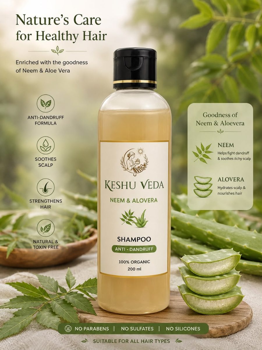 Neem & Aelovera Shampoo — Ayurvedic shampoo bottle