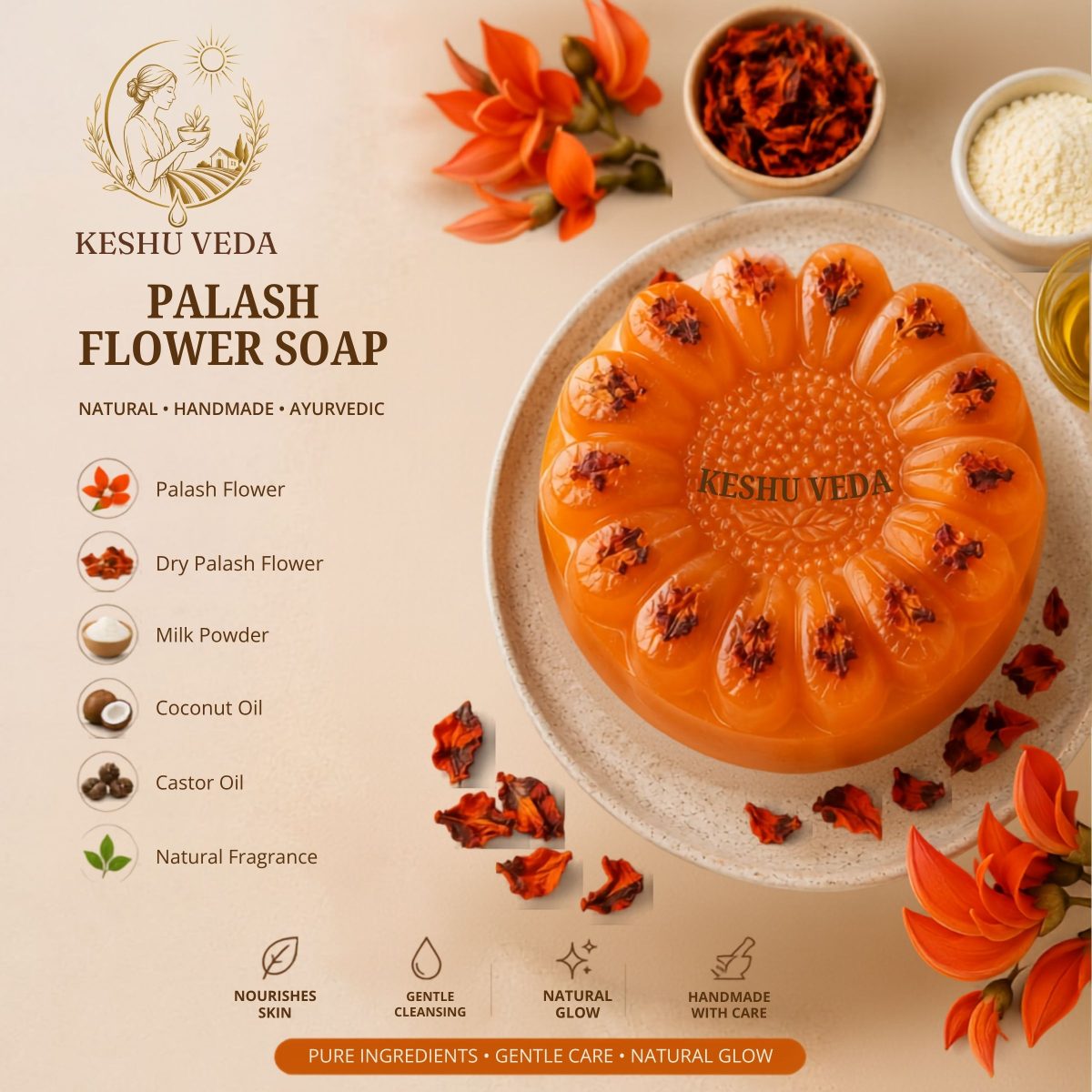 Flame of the Forest — Ayurvedic soap bottle
