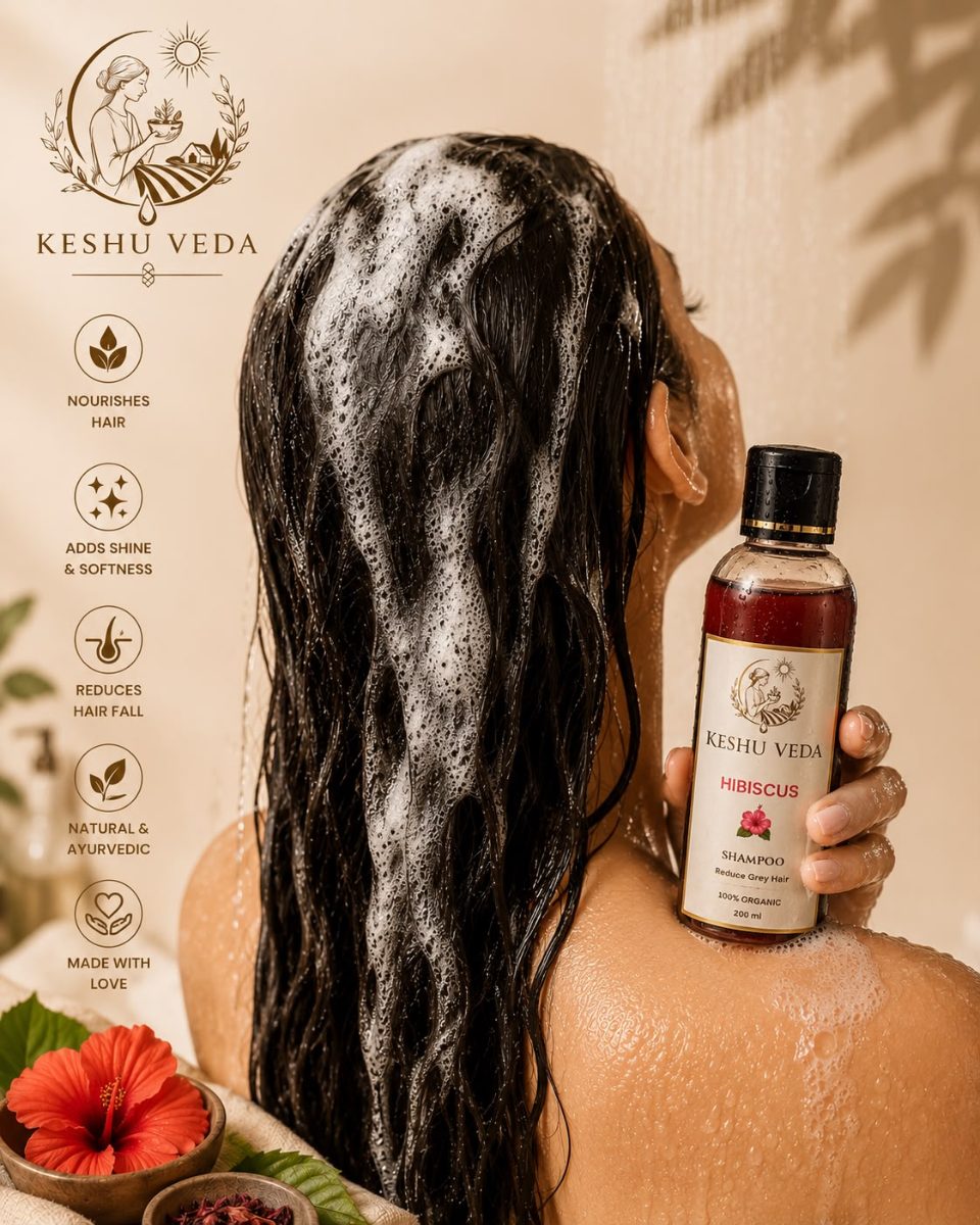 Hibiscus Anti-Grey Hair Shampoo — Ayurvedic shampoo bottle