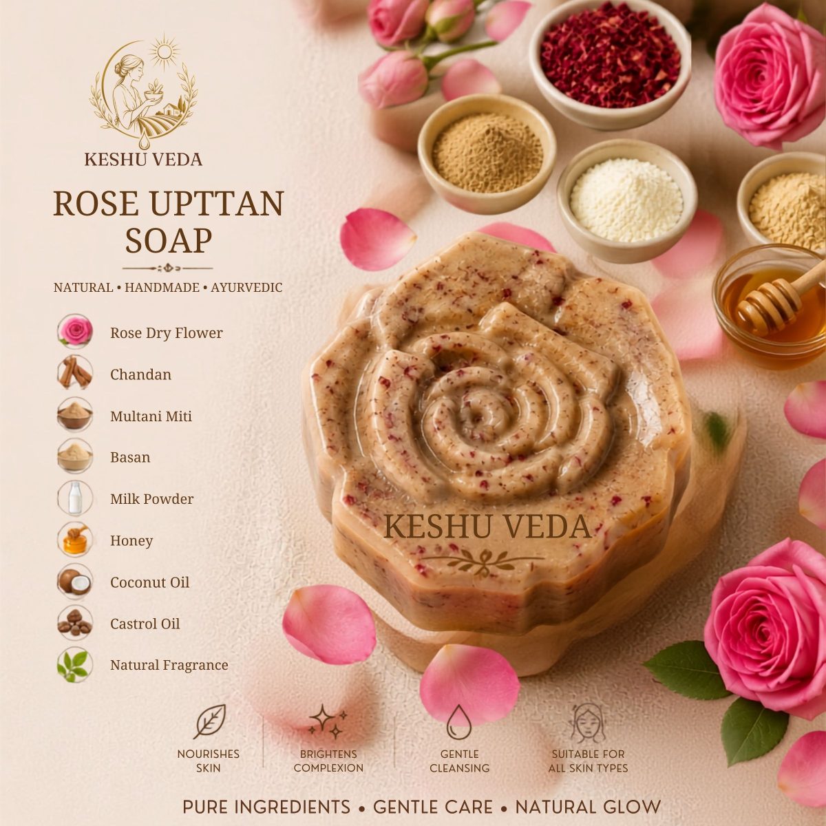 Rose Ubtan Soap — Ayurvedic soap bottle